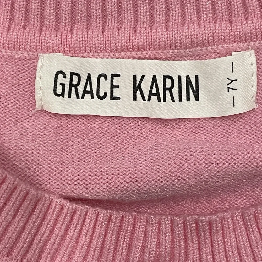 Grace Karin Girls Sweater Dress Pink Kids 7Y Soft Long Sleeves Back To School